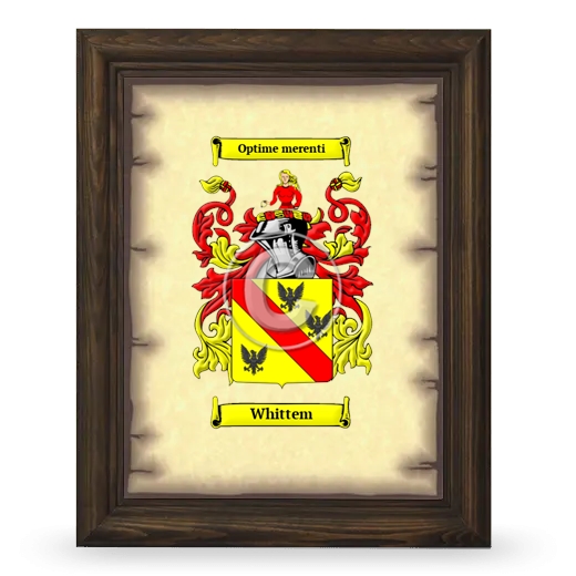 Whittem Coat of Arms Framed - Brown