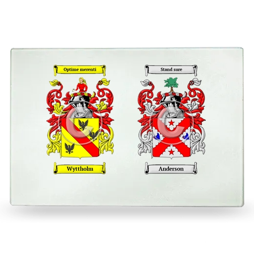 Double Coat of Arms Glass Cutting Board