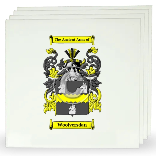 Woolversdan Set of Four Large Tiles with Coat of Arms