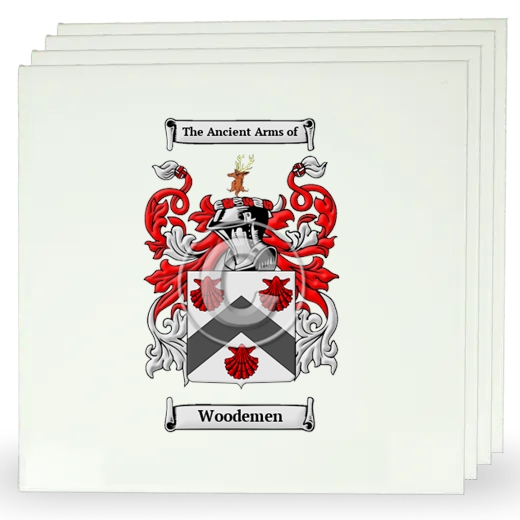 Woodemen Set of Four Large Tiles with Coat of Arms