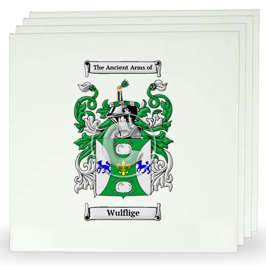 Wulflige Set of Four Large Tiles with Coat of Arms