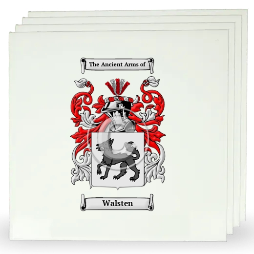 Walsten Set of Four Large Tiles with Coat of Arms