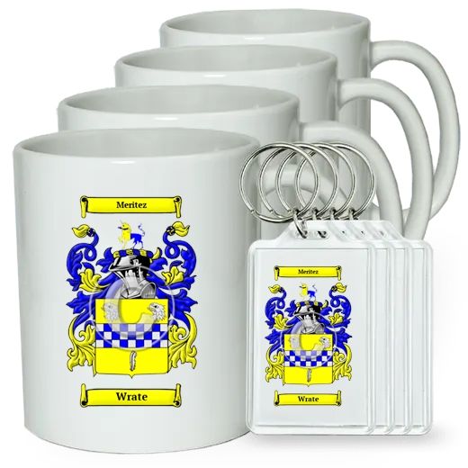 Wrate Set of 4 Coffee Mugs and Keychains