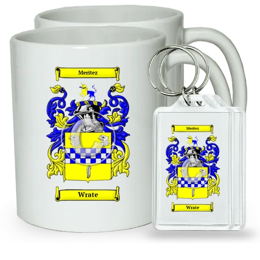 Wrate Pair of Coffee Mugs and Pair of Keychains