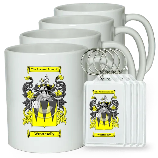 Wrottesolly Set of 4 Coffee Mugs and Keychains