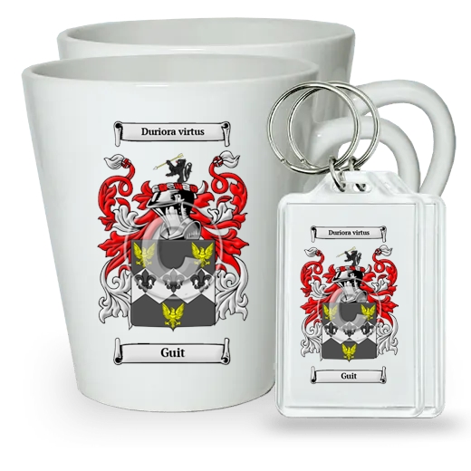 Guit Pair of Latte Mugs and Pair of Keychains