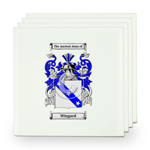 Wingard Set of Four Small Tiles with Coat of Arms