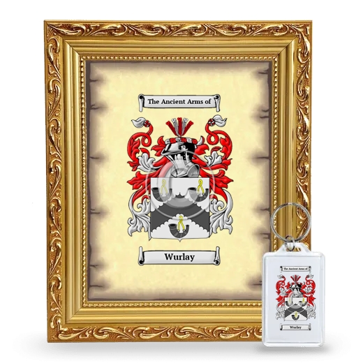 Wurlay Framed Coat of Arms and Keychain - Gold