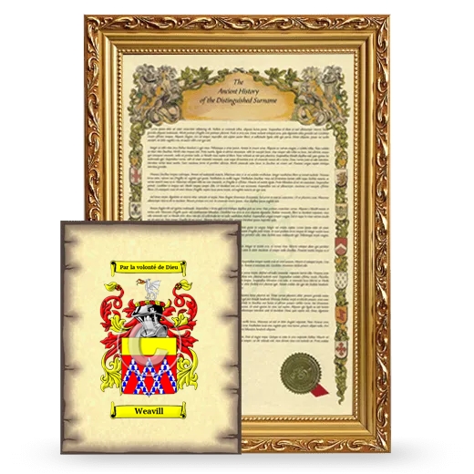 Weavill Framed History and Coat of Arms Print - Gold