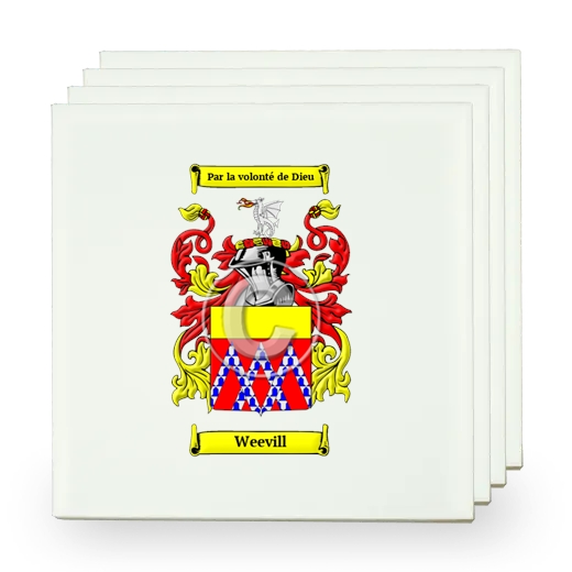 Weevill Set of Four Small Tiles with Coat of Arms