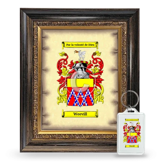 Weevill Framed Coat of Arms and Keychain - Heirloom