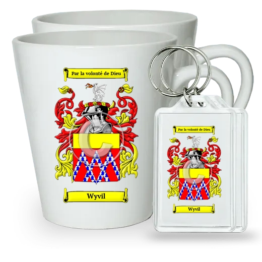 Wyvil Pair of Latte Mugs and Pair of Keychains