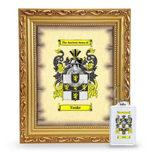 Yanke Framed Coat of Arms and Keychain - Gold