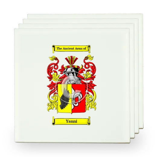 Yanni Set of Four Small Tiles with Coat of Arms