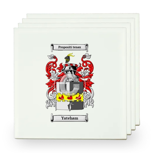 Yateham Set of Four Small Tiles with Coat of Arms