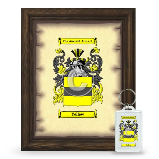 Yellew Framed Coat of Arms and Keychain - Brown