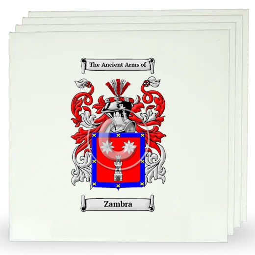 Zambra Set of Four Large Tiles with Coat of Arms
