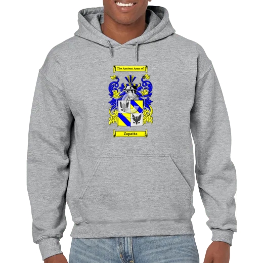 Zapatta Grey Unisex Coat of Arms Hooded Sweatshirt