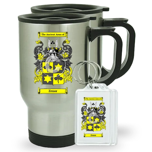 Zenor Pair of Travel Mugs and pair of Keychains