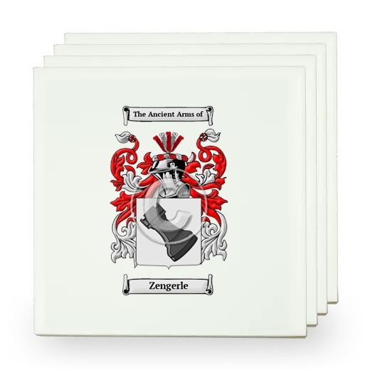 Zengerle Set of Four Small Tiles with Coat of Arms