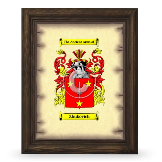 Zhukovich Coat of Arms Framed - Brown