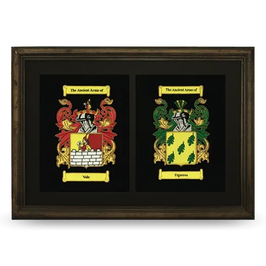 Double Embroidered Coat of Arms Framed - Brown