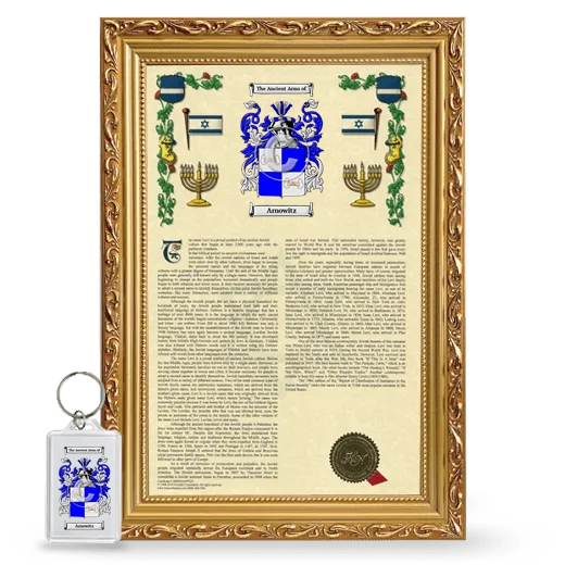 Arnowitz Framed Armorial History and Keychain - Gold