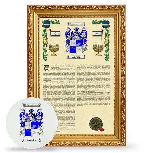 Arnowitz Framed Armorial History and Mouse Pad - Gold