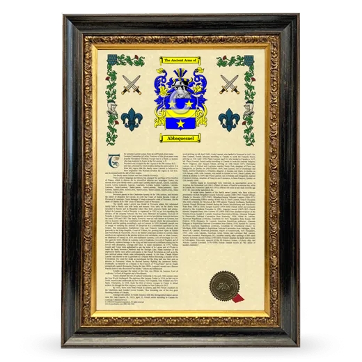 Abbaquesnel Armorial History Framed - Heirloom