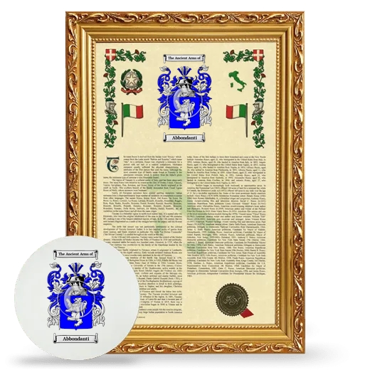 Abbondanti Framed Armorial History and Mouse Pad - Gold