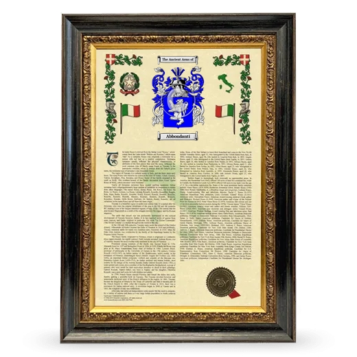 Abbondanti Armorial History Framed - Heirloom