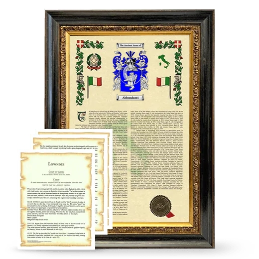 Abbondanti Framed Armorial History and Symbolism - Heirloom