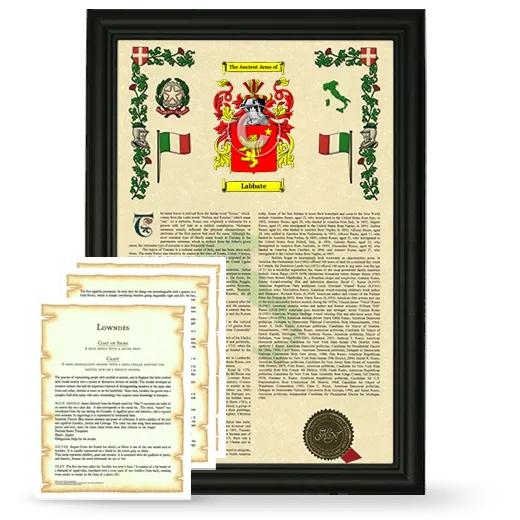 Labbate Framed Armorial History and Symbolism - Black