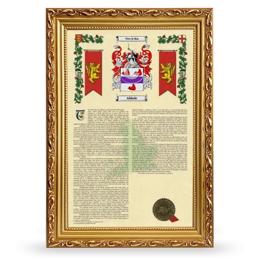 Abbele Armorial History Framed - Gold