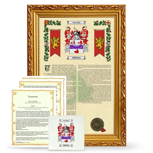 Abbelson Framed Armorial, Symbolism and Large Tile - Gold