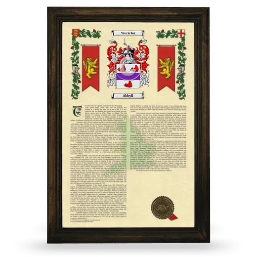 Abbyll Armorial History Framed - Brown