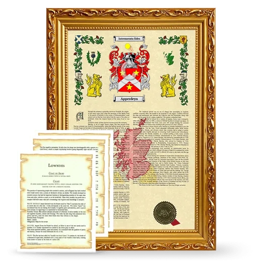 Apperdeyn Framed Armorial History and Symbolism - Gold