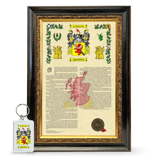 Appernathay Framed Armorial History and Keychain - Heirloom