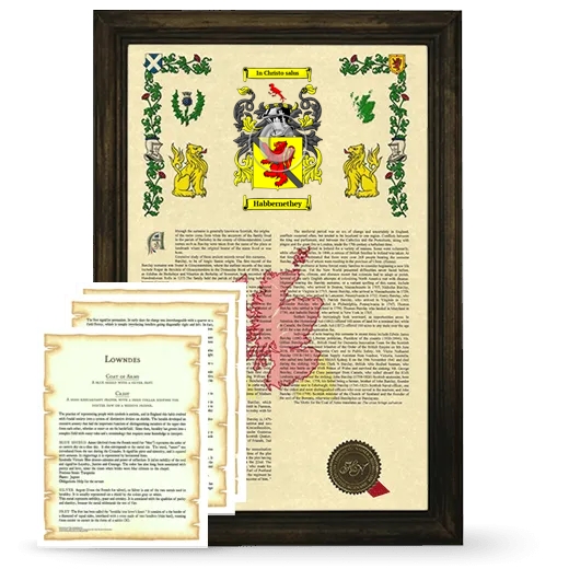 Habbernethey Framed Armorial History and Symbolism - Brown