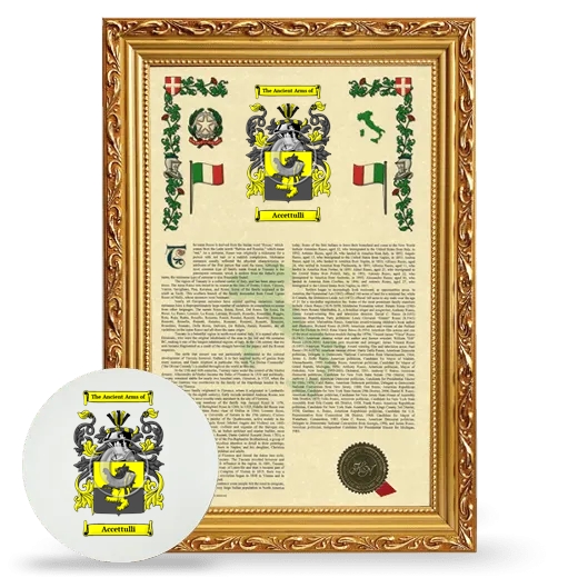 Accettulli Framed Armorial History and Mouse Pad - Gold