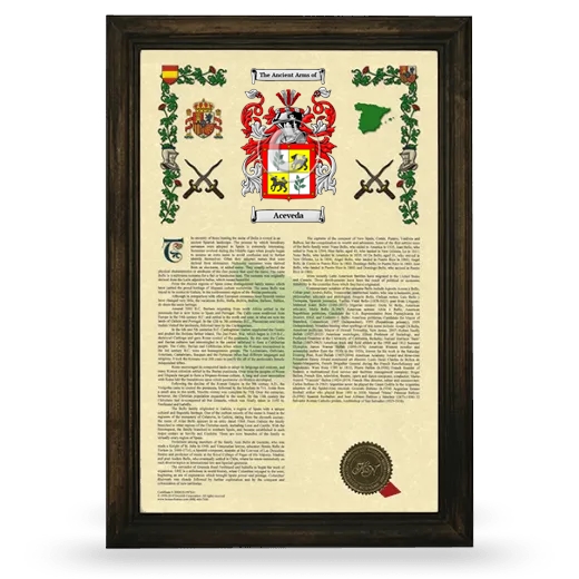 Aceveda Armorial History Framed - Brown