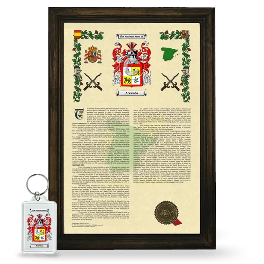 Aceveda Framed Armorial History and Keychain - Brown