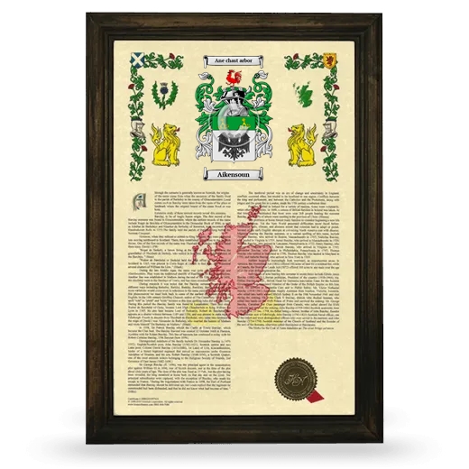 Aikensoun Armorial History Framed - Brown