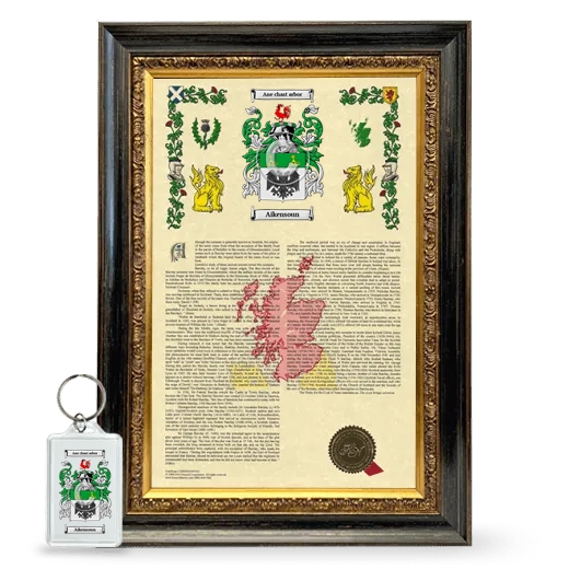 Aikensoun Framed Armorial History and Keychain - Heirloom