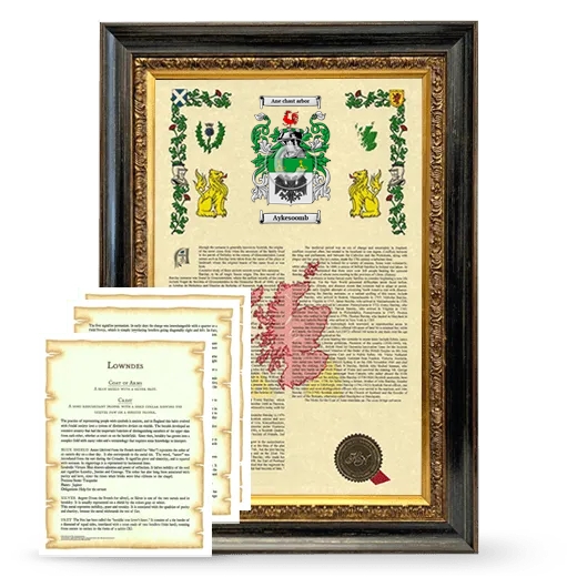 Aykesoomb Framed Armorial History and Symbolism - Heirloom