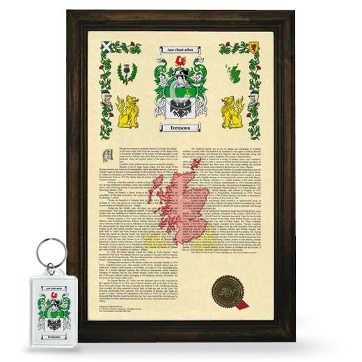 Ecensoun Framed Armorial History and Keychain - Brown