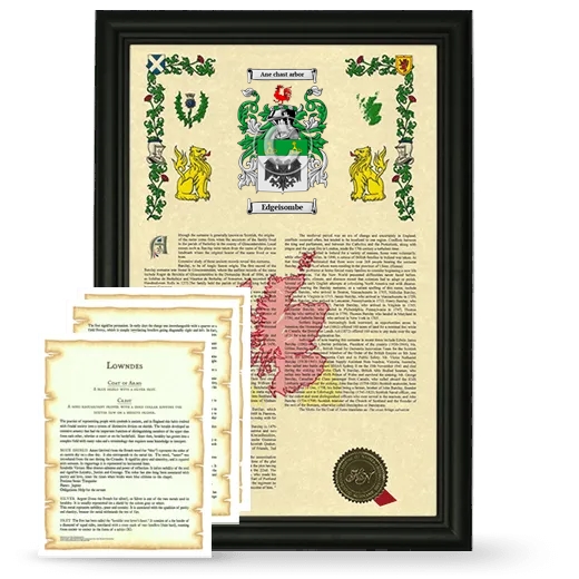 Edgeisombe Framed Armorial History and Symbolism - Black