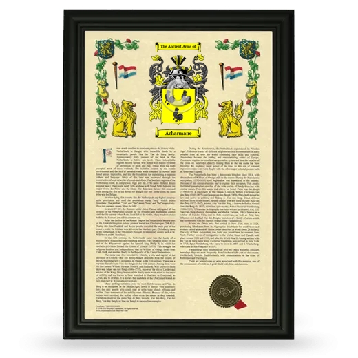 Acharmane Armorial History Framed - Black