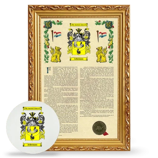 Ackerman Framed Armorial History and Mouse Pad - Gold