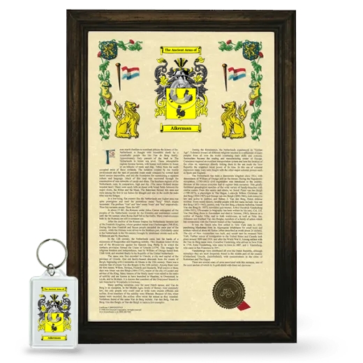 Aikerman Framed Armorial History and Keychain - Brown